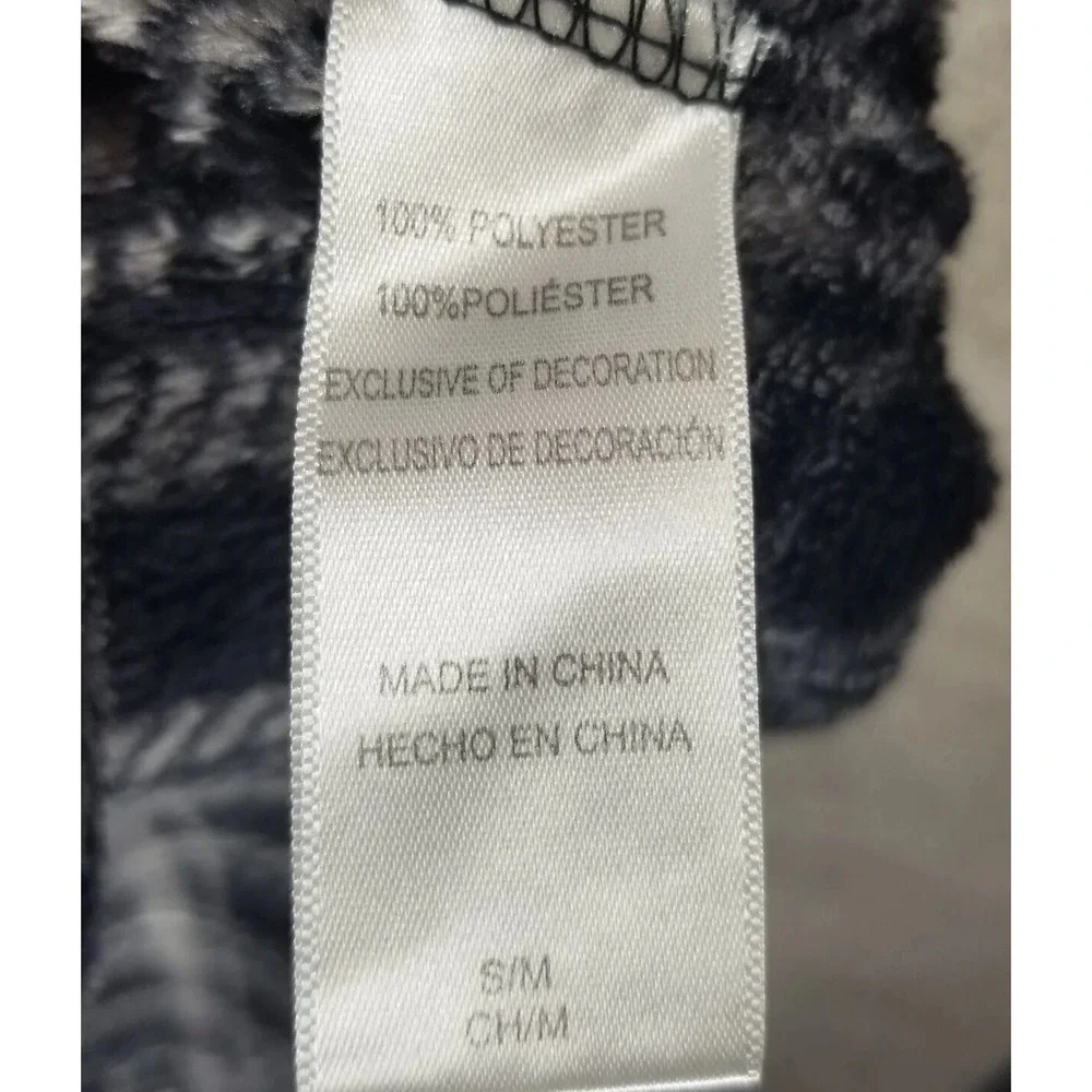 Tommy Bahama Plush Fleece‎ Bath Robe Men's S-M Black White Plaid